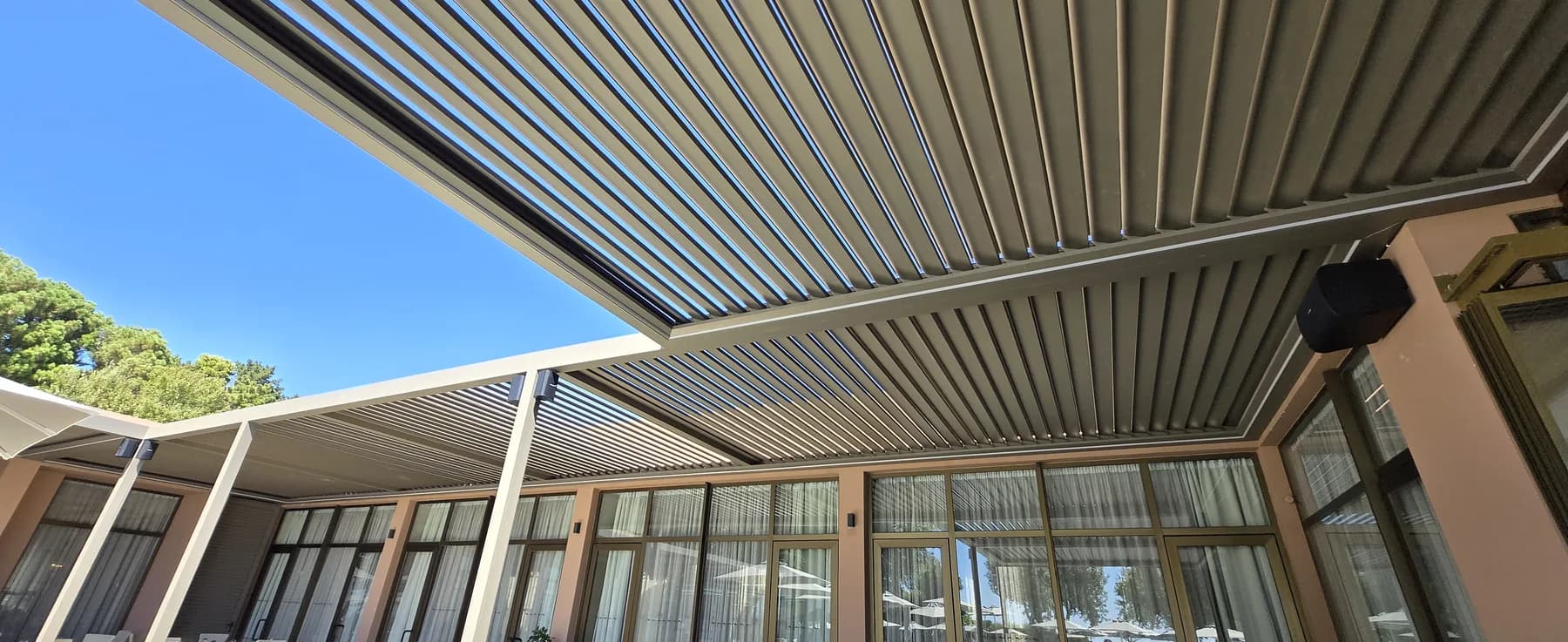 Bioclimatic pergolas at a hotel, Corfu